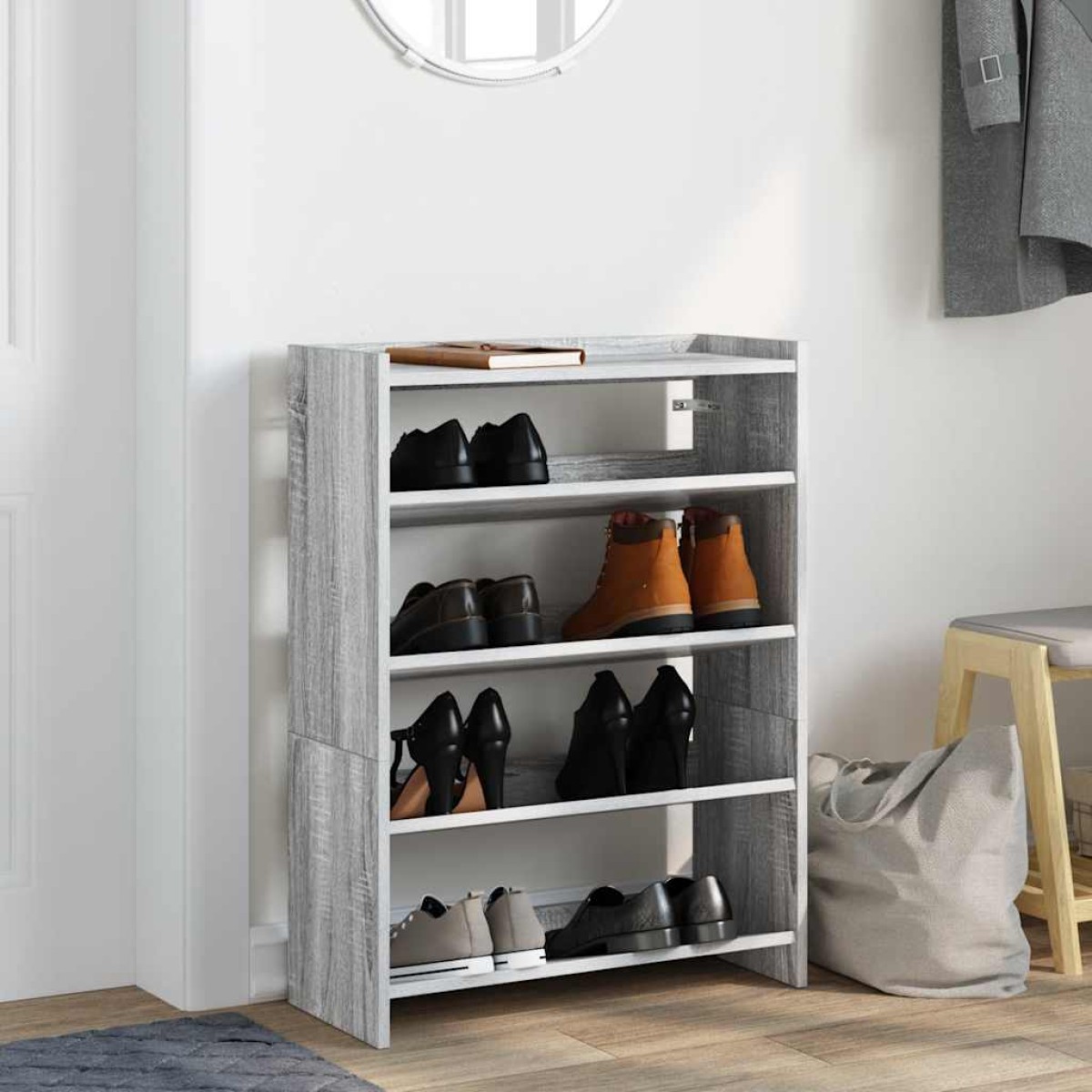 Ράφι παπουτσιών vidaXL Γκρι Sonoma 60x25x81 cm Κατασκευασμένο ξύλο