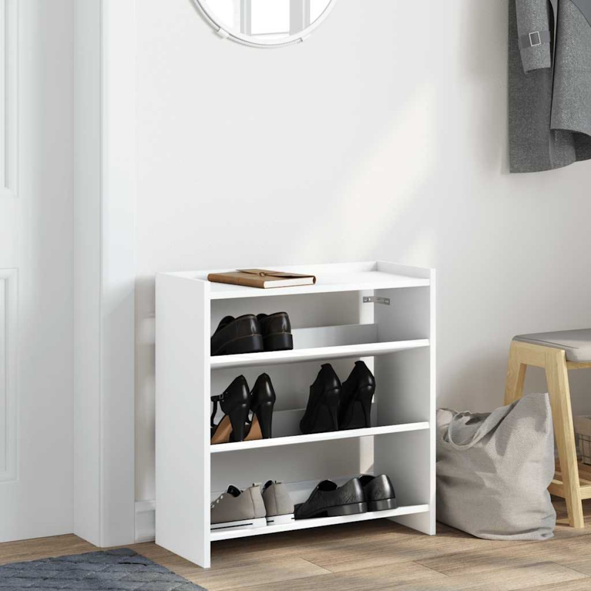 Ράφι παπουτσιών vidaXL Λευκό 60x25x62 cm Κατασκευασμένο ξύλο