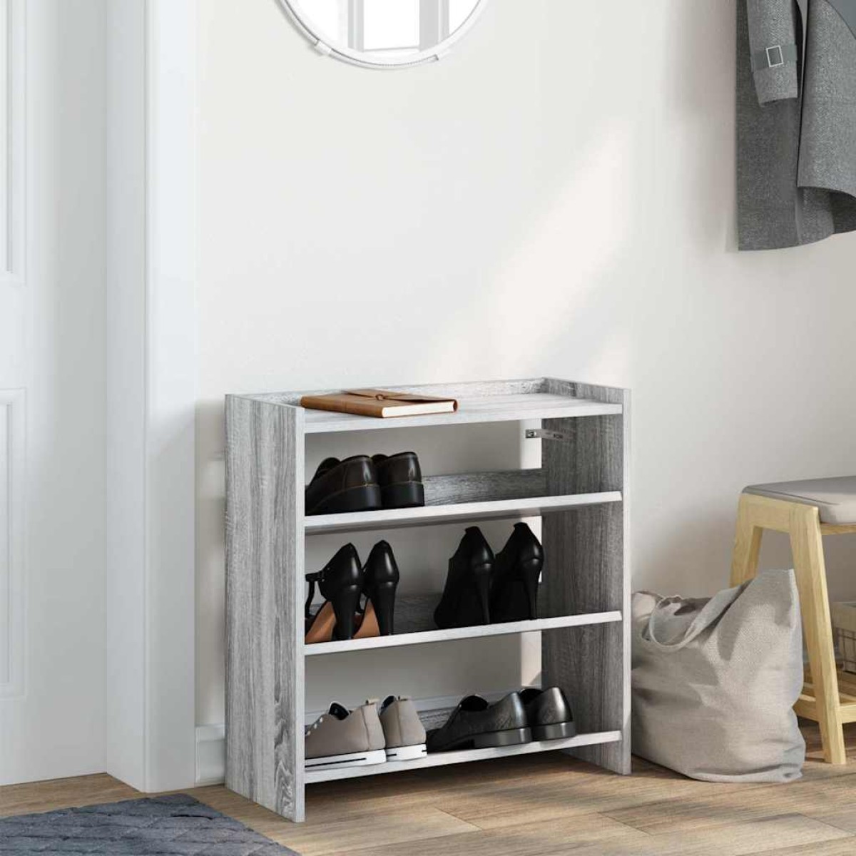 Ράφι παπουτσιών vidaXL Γκρι Sonoma 60x25x62 cm Κατασκευασμένο ξύλο