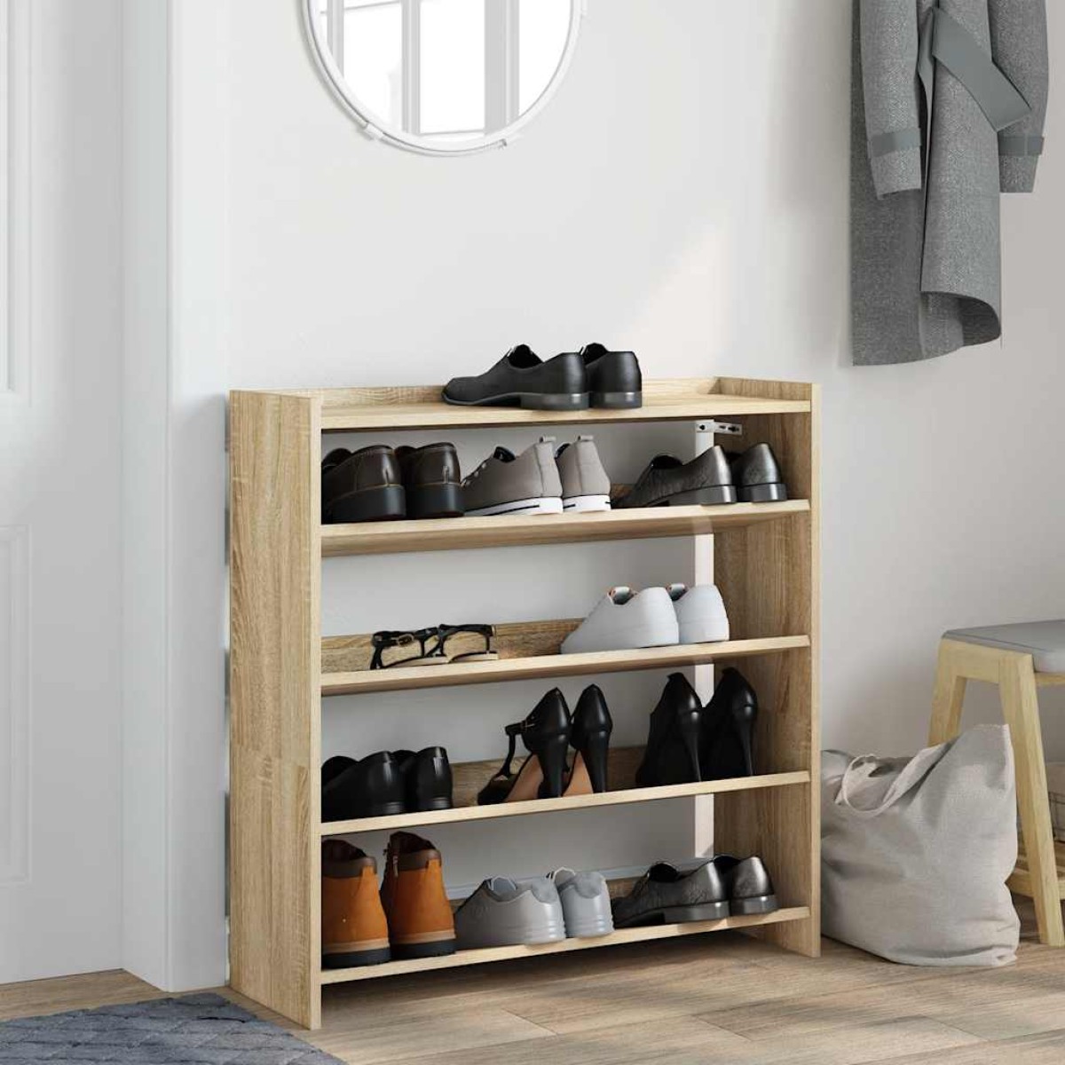 Ράφι παπουτσιών vidaXL Sonoma Oak 80x25x81 cm Κατασκευασμένο ξύλο