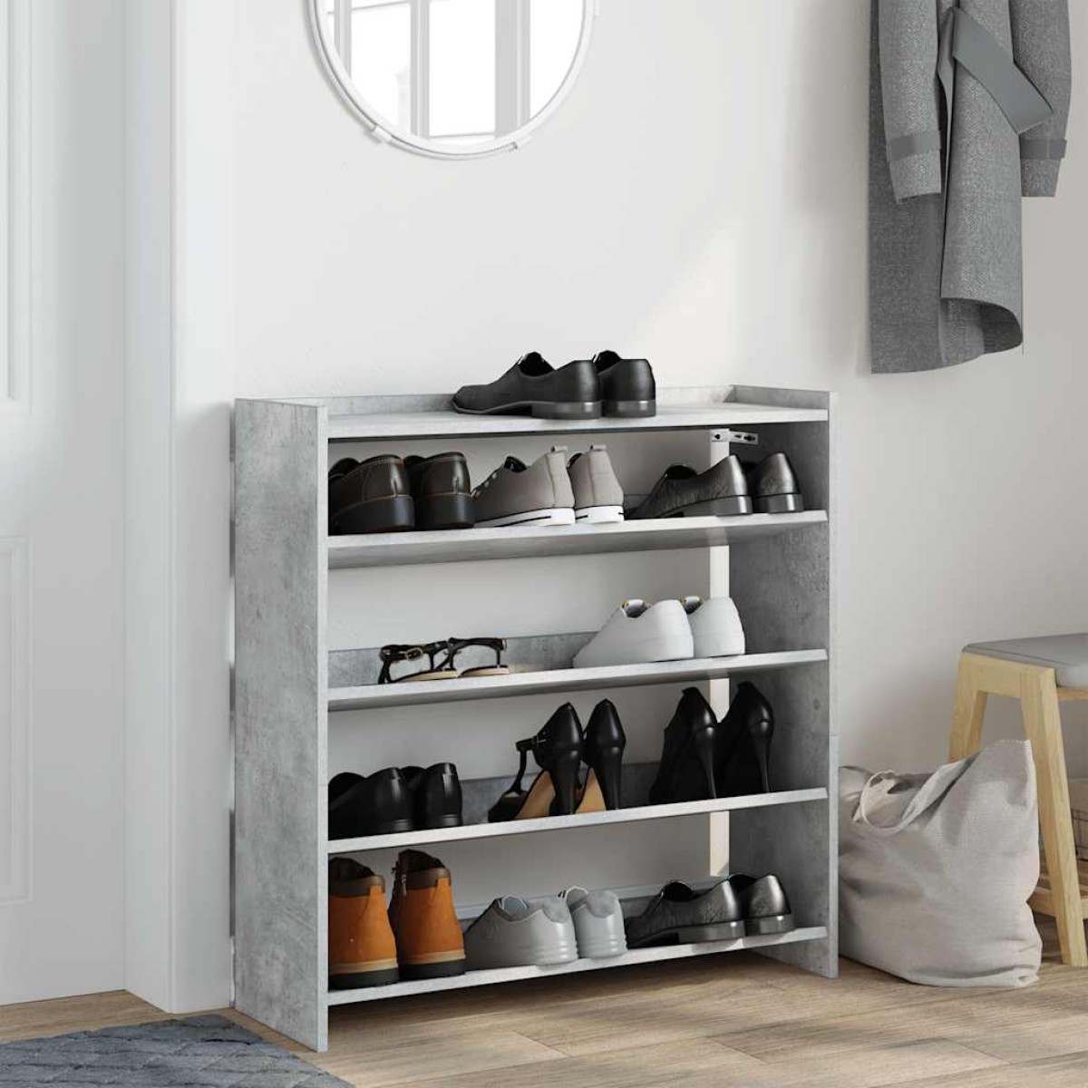 Ράφι παπουτσιών vidaXL Γκρι μπετόν 80x25x81 cm Κατασκευασμένο ξύλο