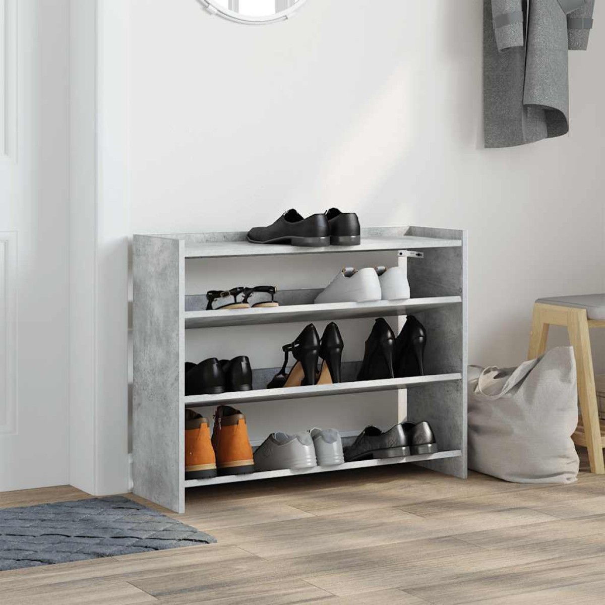 Ράφι παπουτσιών vidaXL Γκρι μπετόν 80x25x62 cm Κατασκευασμένο ξύλο