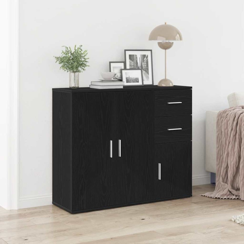 vidaXL Μπουφές Μαύρης Δρυός 91x29,5x75 εκ. από Τεχνητό Ξύλο