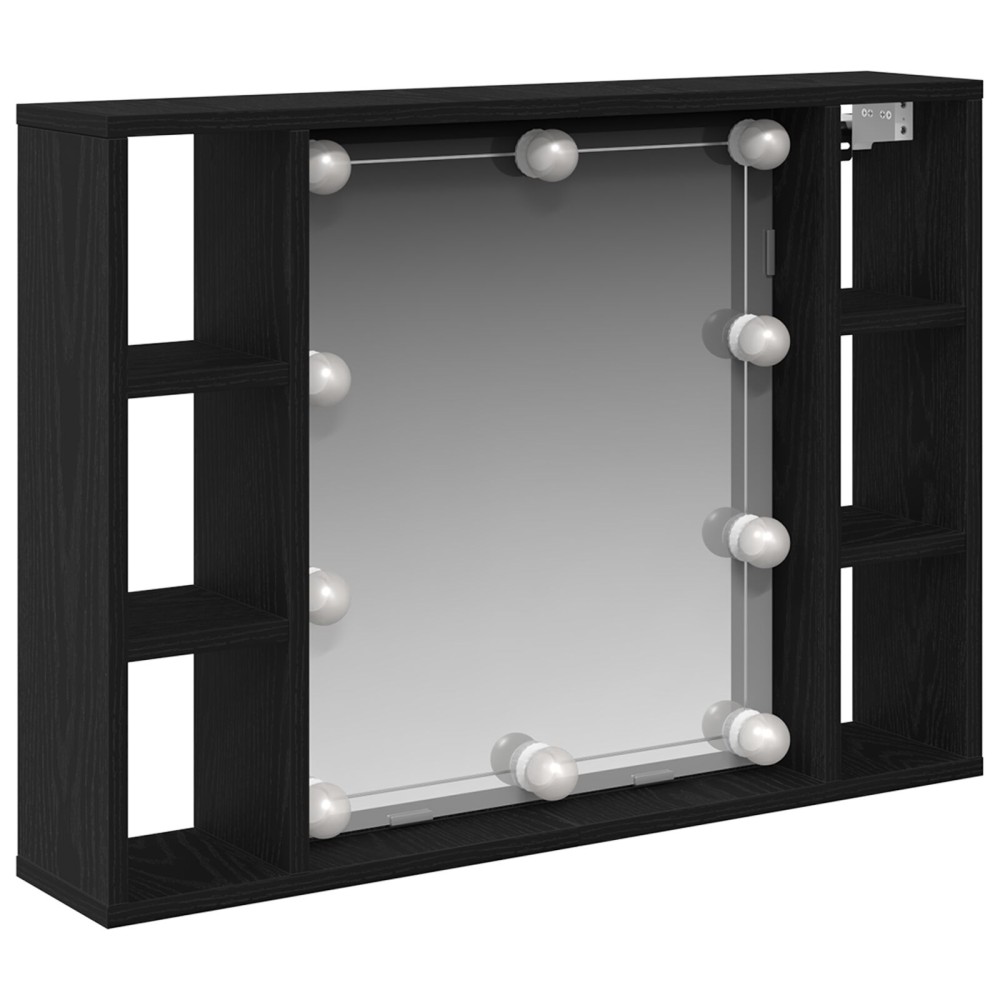 vidaXL Καθρέφτης Ντουλάπι LED - Μαύρη Δρυς - 76x15x55 εκ. - Κατασκευασμένο από Επεξεργασμένο Ξύλο