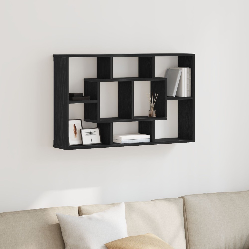 vidaXL Ράφι Τοίχου - Μαύρη Δρυς, 85 x 16 x 52.5 εκ., Φτιαγμένο από Επεξεργασμένο Ξύλο