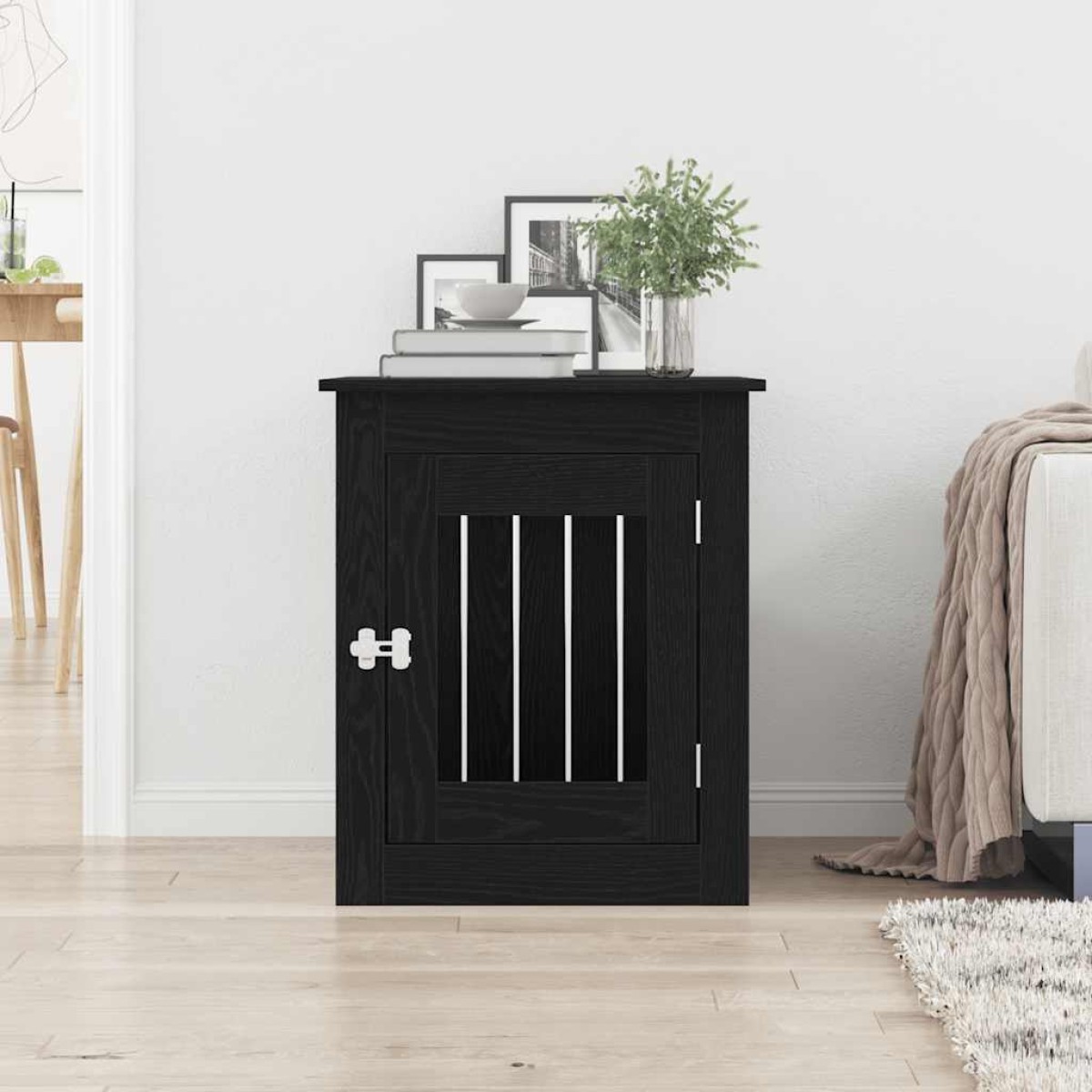 vidaXL Έπιπλα Κλουβιού για Σκύλους Μαύρο Δρυς 55x75x65 εκ. από Τεχνητό Ξύλο