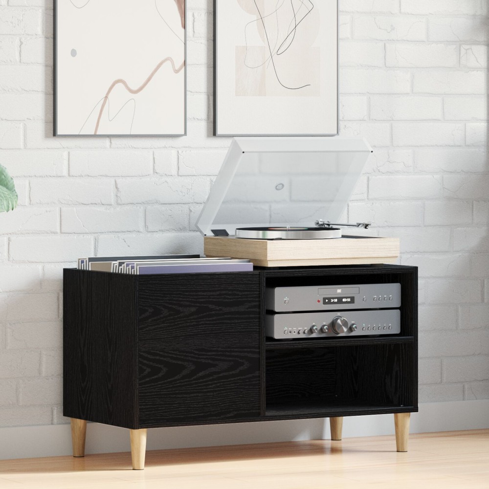 vidaXL Ντουλάπα δίσκων Μαύρο Δρυς 84,5x38x48 εκ Επεξεργασμένο ξύλο