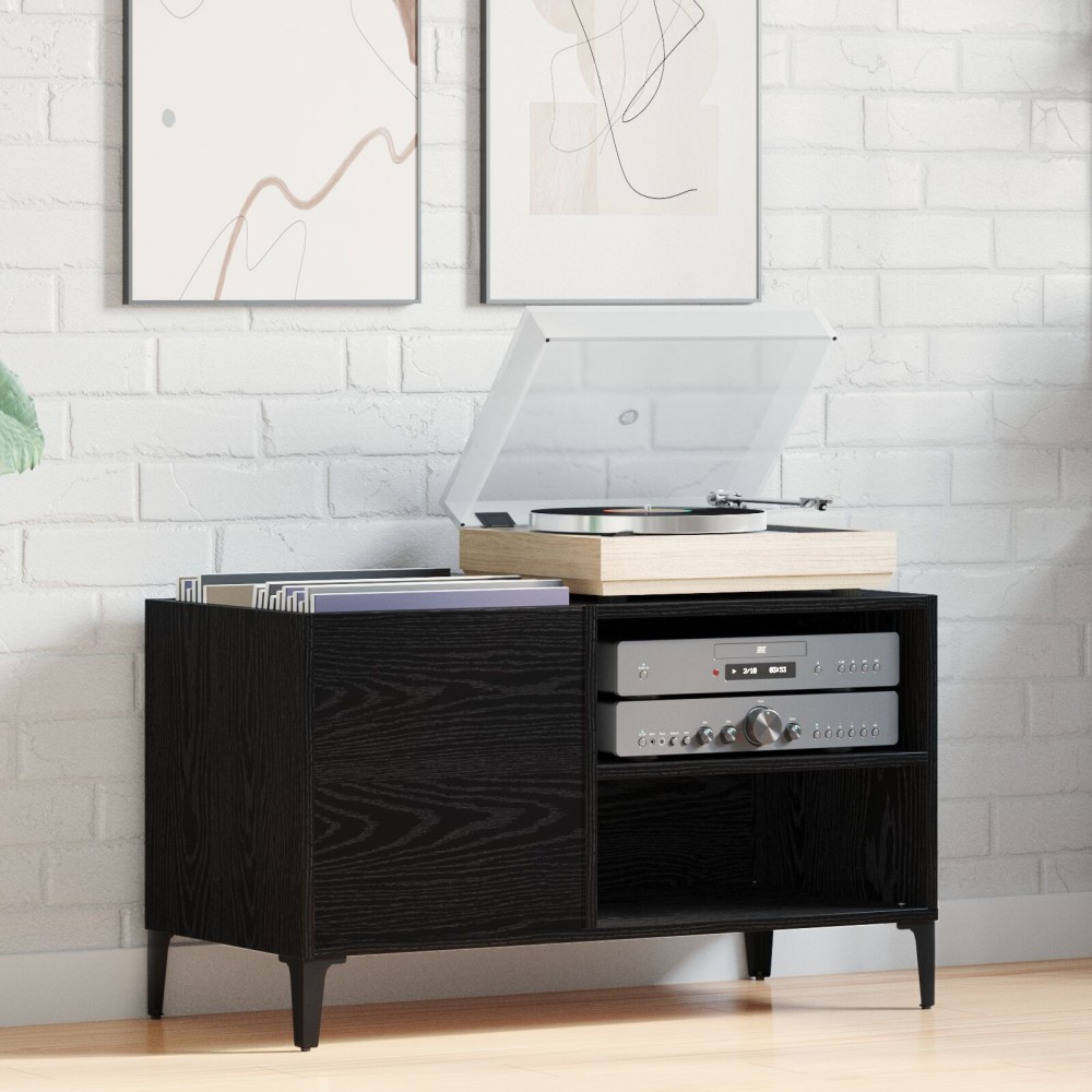 vidaXL Ντουλάπα Δίσκων Μαύρη Δρυς 84,5x38x48 εκ Επεξεργασμένο Ξύλο