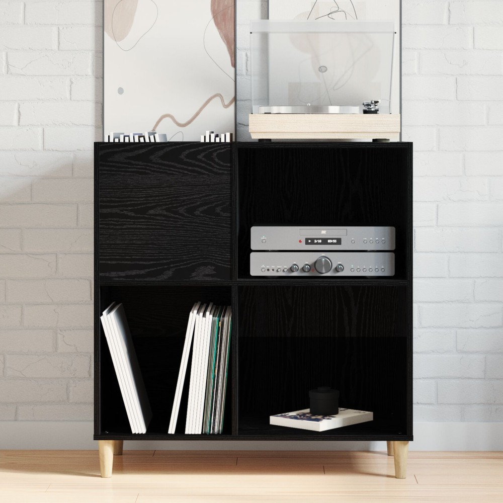 vidaXL Ντουλάπα Δίσκων Μαύρο Δρυς 84,5x38x89 εκ Επεξεργασμένο Ξύλο
