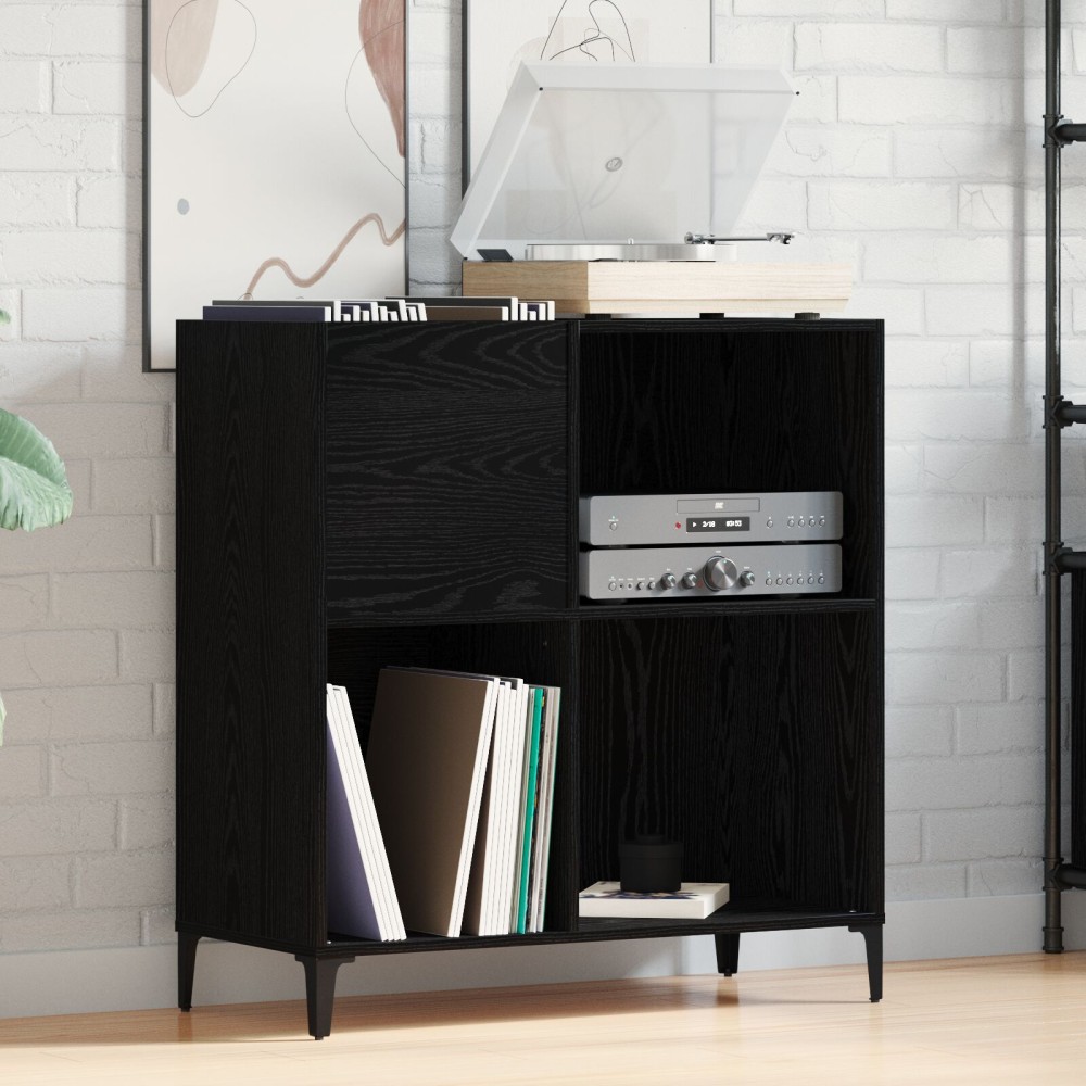 vidaXL Ντουλάπι Δίσκων Μαύρο Δρυς 84,5x38x89 εκ Επεξεργασμένο Ξύλο