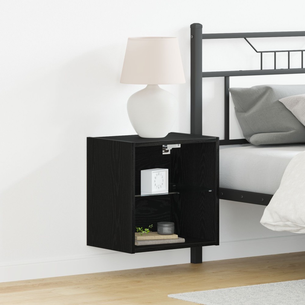 Floating Ράφι vidaXL Μαύρο Δρυς 40x28,5x40 εκ Επεξεργασμένο Ξύλο