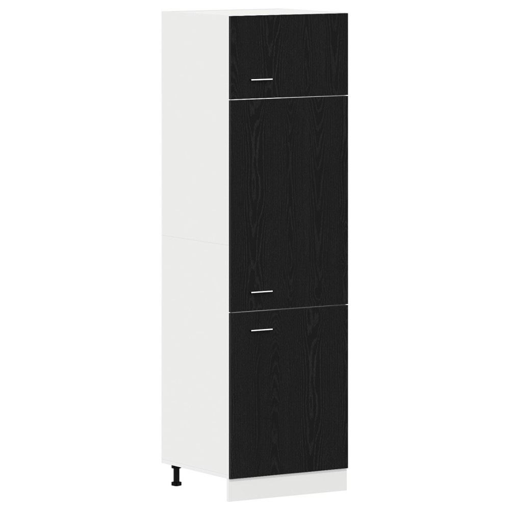 vidaXL Ντουλάπα Ψυγείου σε Μαύρη Δρυς - 60x57x207 εκ., Κατασκευασμένη από Επεξεργασμένο Ξύλο