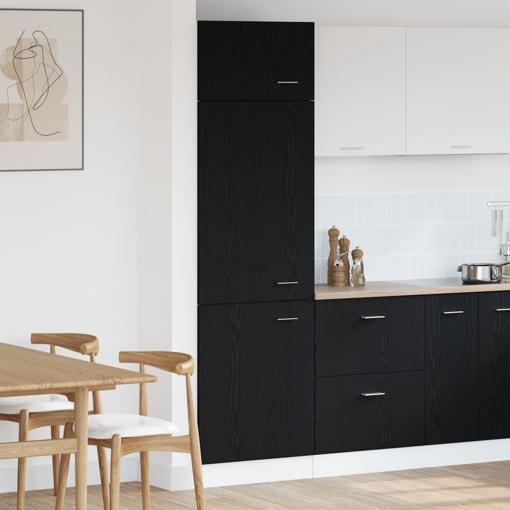 vidaXL Ντουλάπα Ψυγείου σε Μαύρη Δρυς - 60x57x207 εκ., Κατασκευασμένη από Επεξεργασμένο Ξύλο