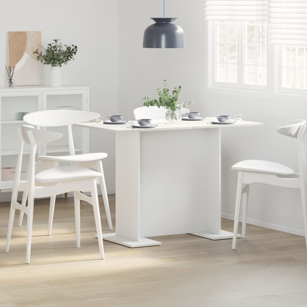 vidaXL Τραπέζι Φαγητού Λευκό 110x60x75 εκ Επεξεργασμένο Ξύλο