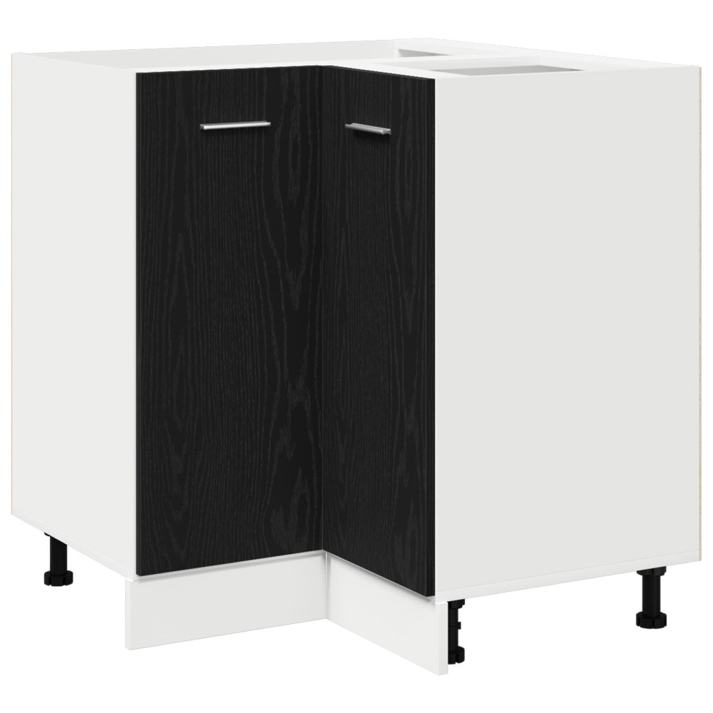 vidaXL Μαύρο Δρυς Γωνιακό Κάτω Ντουλάπι - 75.5x75.5x81.5 εκ