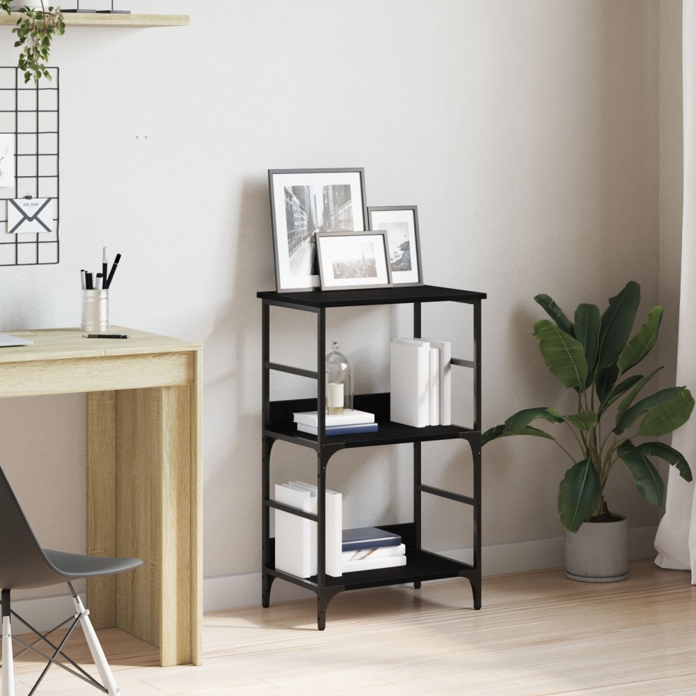 Βιβλιοθήκη vidaXL Μαύρη Δρυς 50x33x82 εκ. Επεξεργασμένο Ξύλο και Χάλυβας