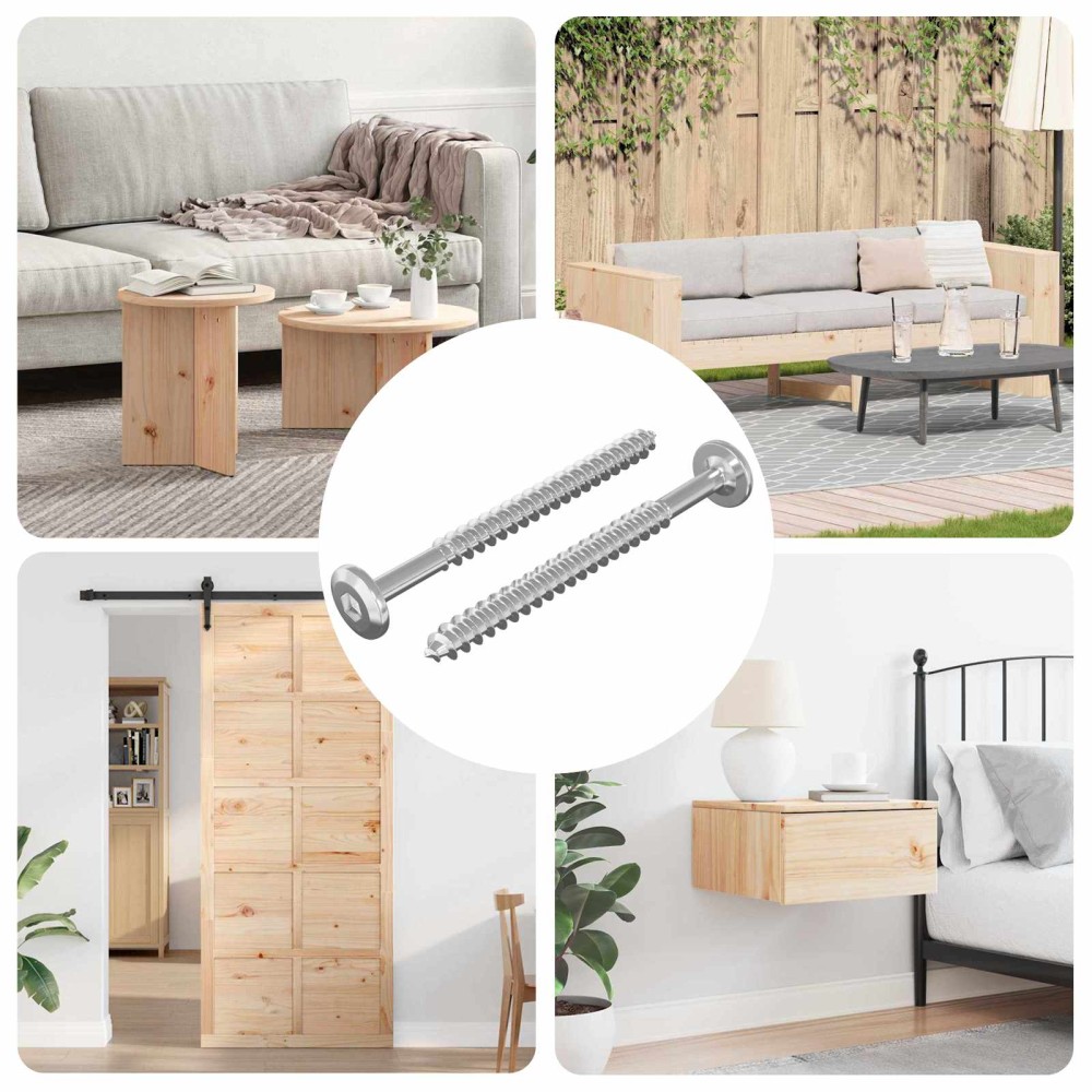 vidaXL Ξυλοβίδες 2 pcs Ασημί M6 x 70 χιλ. Ατσάλι