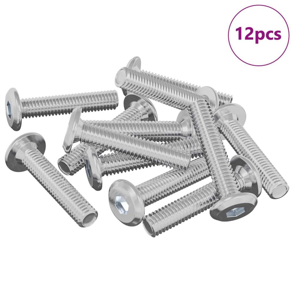 vidaXL Βίδα κλειδώματος Μονόχρωμο 12 pcs Ασημί M6 x 30 χιλ. Ατσάλι