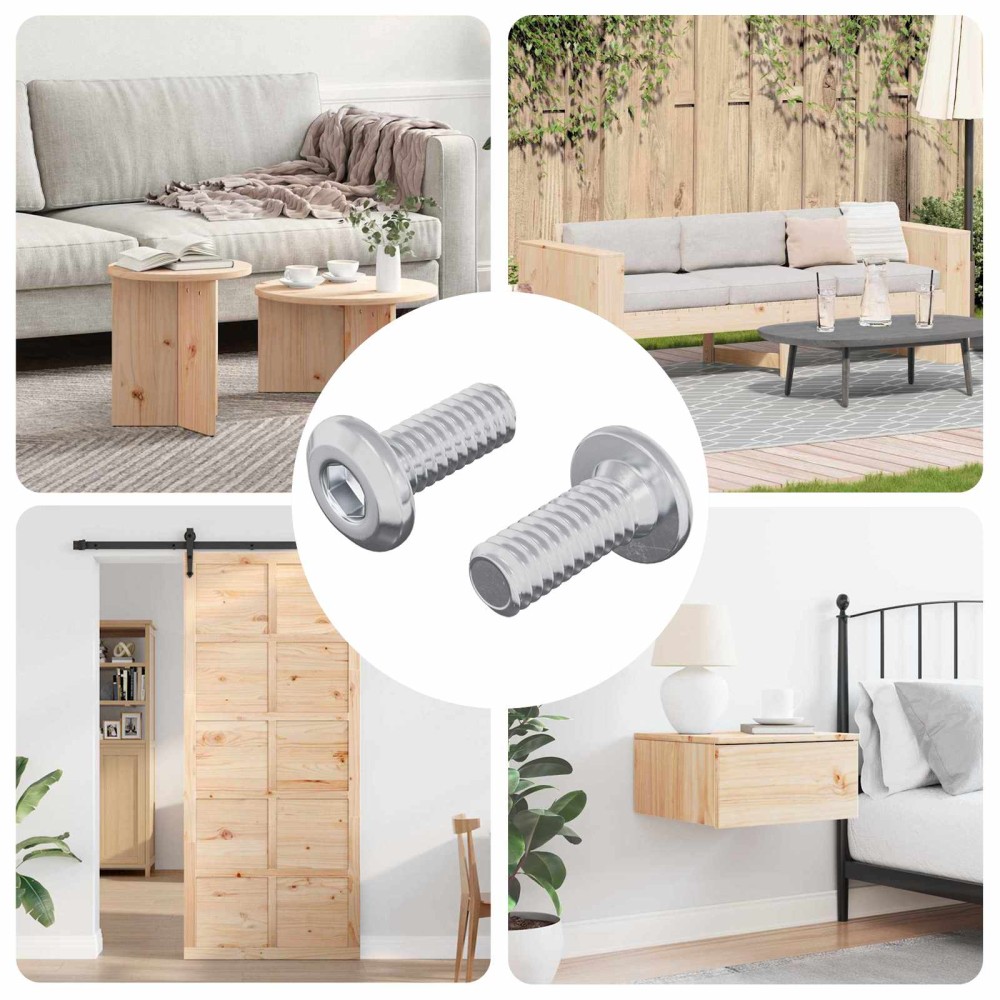 vidaXL Βίδα με κλειδί κεφαλής 2 pcs Ασημί M6 x 15 mm Ατσάλι