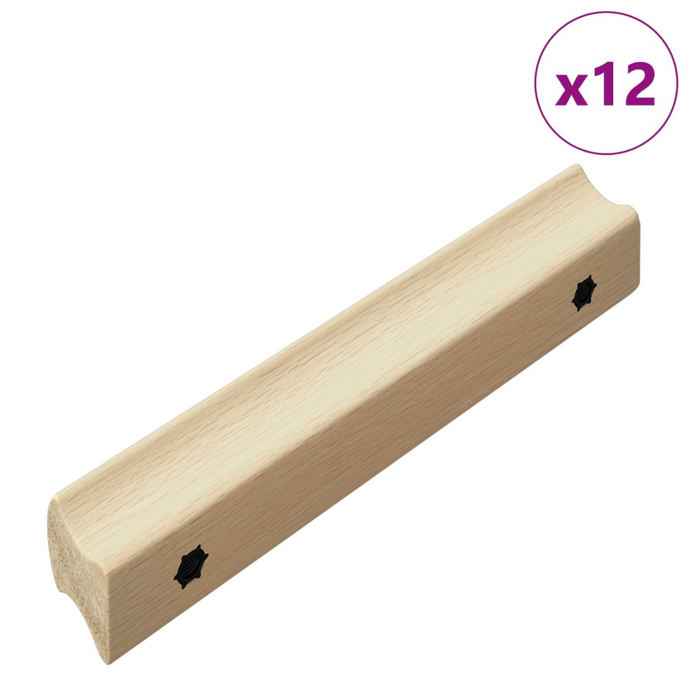 vidaXL Ευθεία Λαβή 12 pcs Φυσικό Χρώμα Ξύλου 130 x 25 x 30 mm