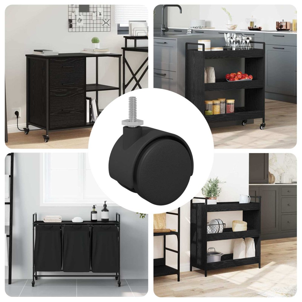 vidaXL Τροχίσκος 12 pcs Μαύρο και Ασημί 40,1 x 40,1 x 37,8 χλστ