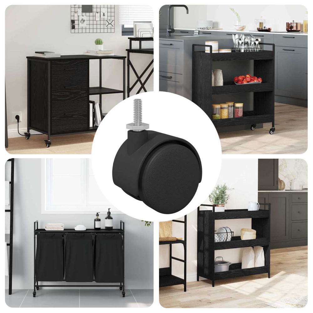 vidaXL Ρόδες 12 pcs Μαύρο 40,1 x 37,8 χιλ PP και Σίδερο