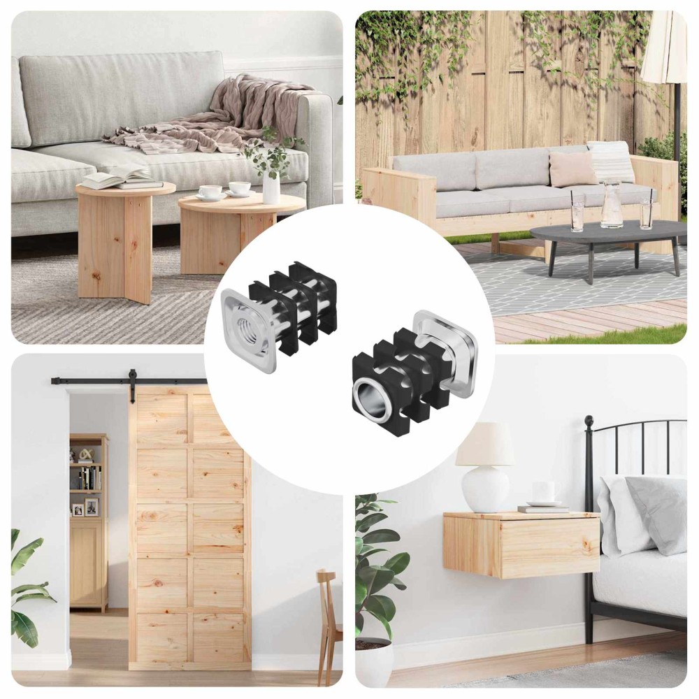 vidaXL Εισαγωγή Σωλήνα με Σπείρωμα 2 pcs Μαύρο και Ασημί