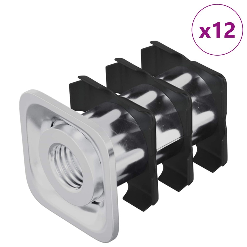 vidaXL Εισαγωγή Σωλήνα με Σπείρωμα 12 pcs Μαύρο και Ασημί