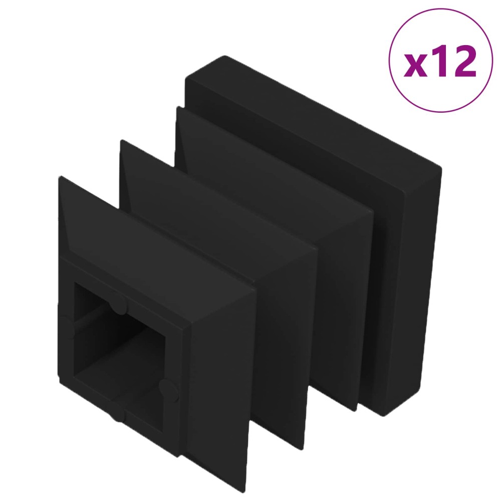 vidaXL Καπάκια Τέλους 12 pcs Μαύρο 15 x 15 x 15 χιλιοστά PP