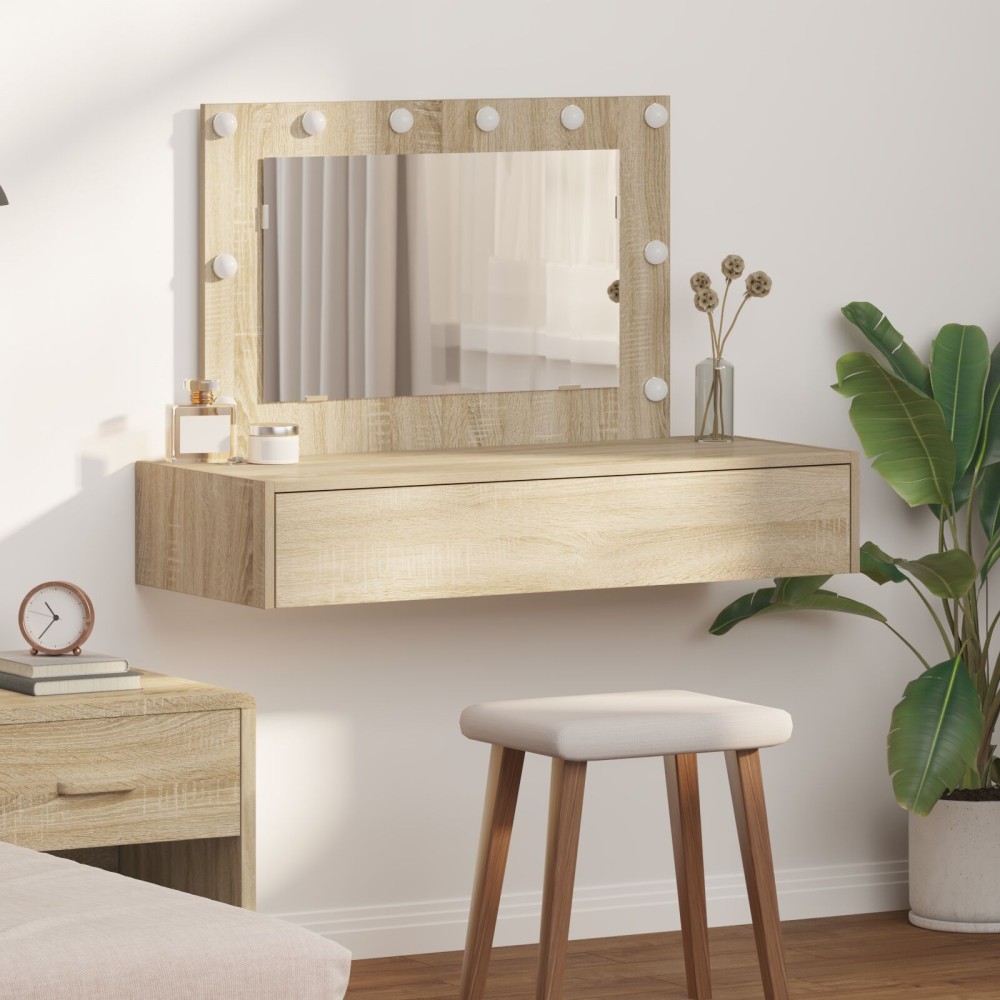 vidaXL Κρεμαστό Τραπέζι Καθρέφτη με Φωτισμό LED σε Δρυς Sonoma