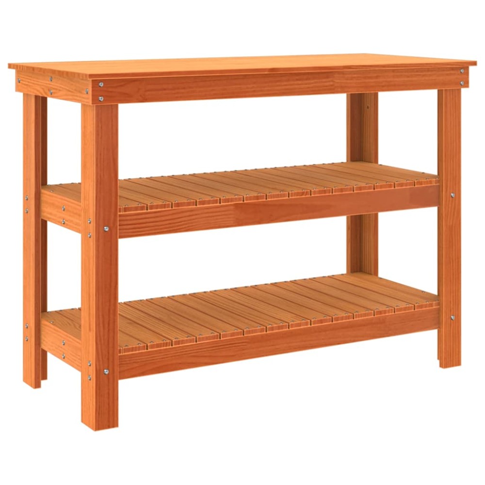 vidaXL Πάγκος εργασίας με ράφι Καφέ κεριού 110.5 x 50 x 80 cm