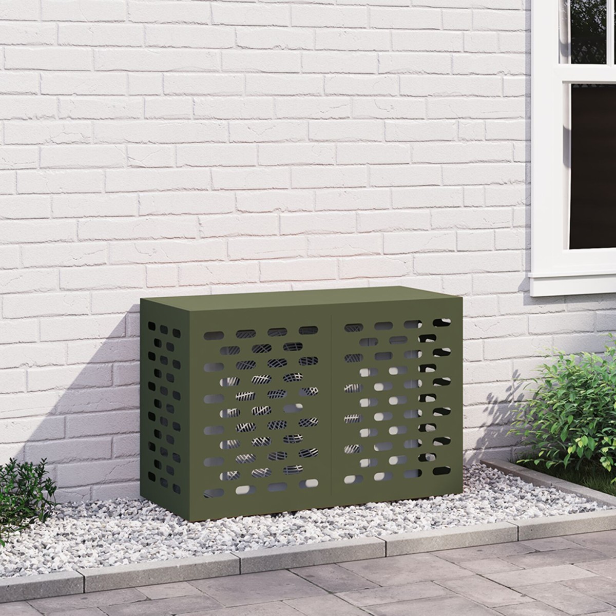 vidaXL Κάλυμμα Κλιματιστικού  - Ελιά, 90x40x60 εκ, Χάλυβας