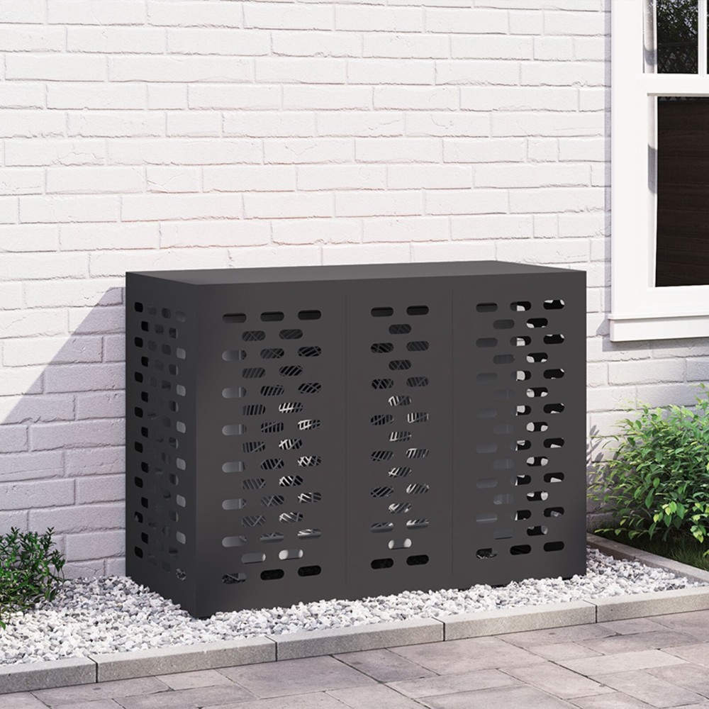 vidaXL Κάλυμμα Κλιματιστικού  Μαύρο 110x50x80 εκ Ατσάλι