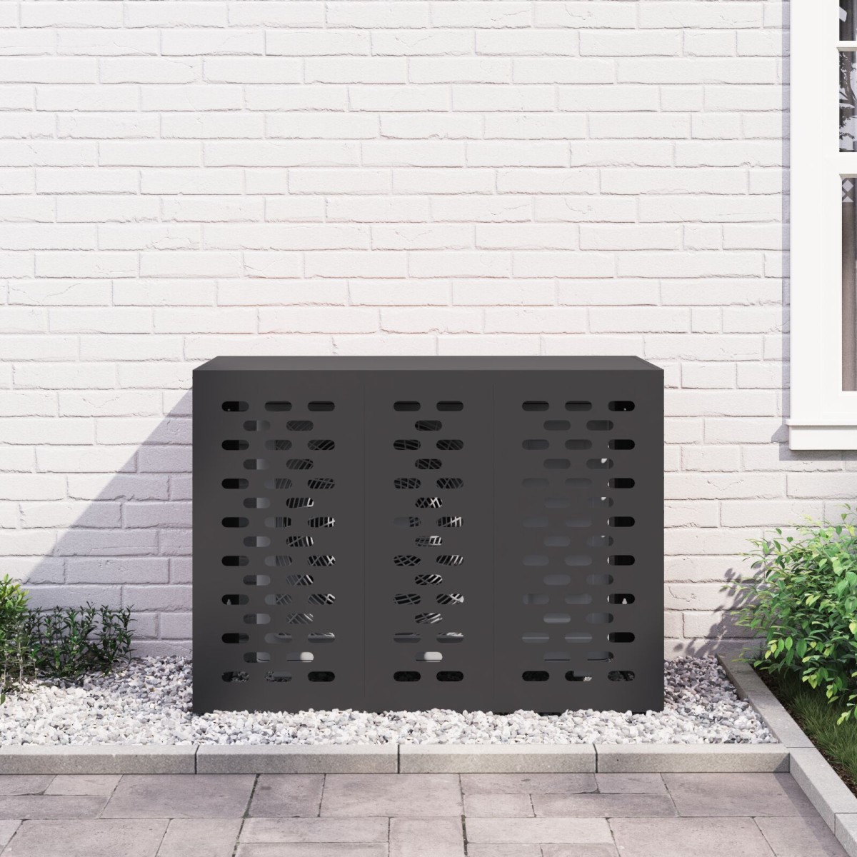 vidaXL Κάλυμμα Κλιματιστικού  Μαύρο 110x50x80 εκ Ατσάλι