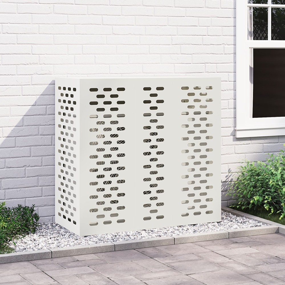 vidaXL Κάλυμμα Κλιματιστικού  Λευκό 110x50x105 εκ. Χάλυβας