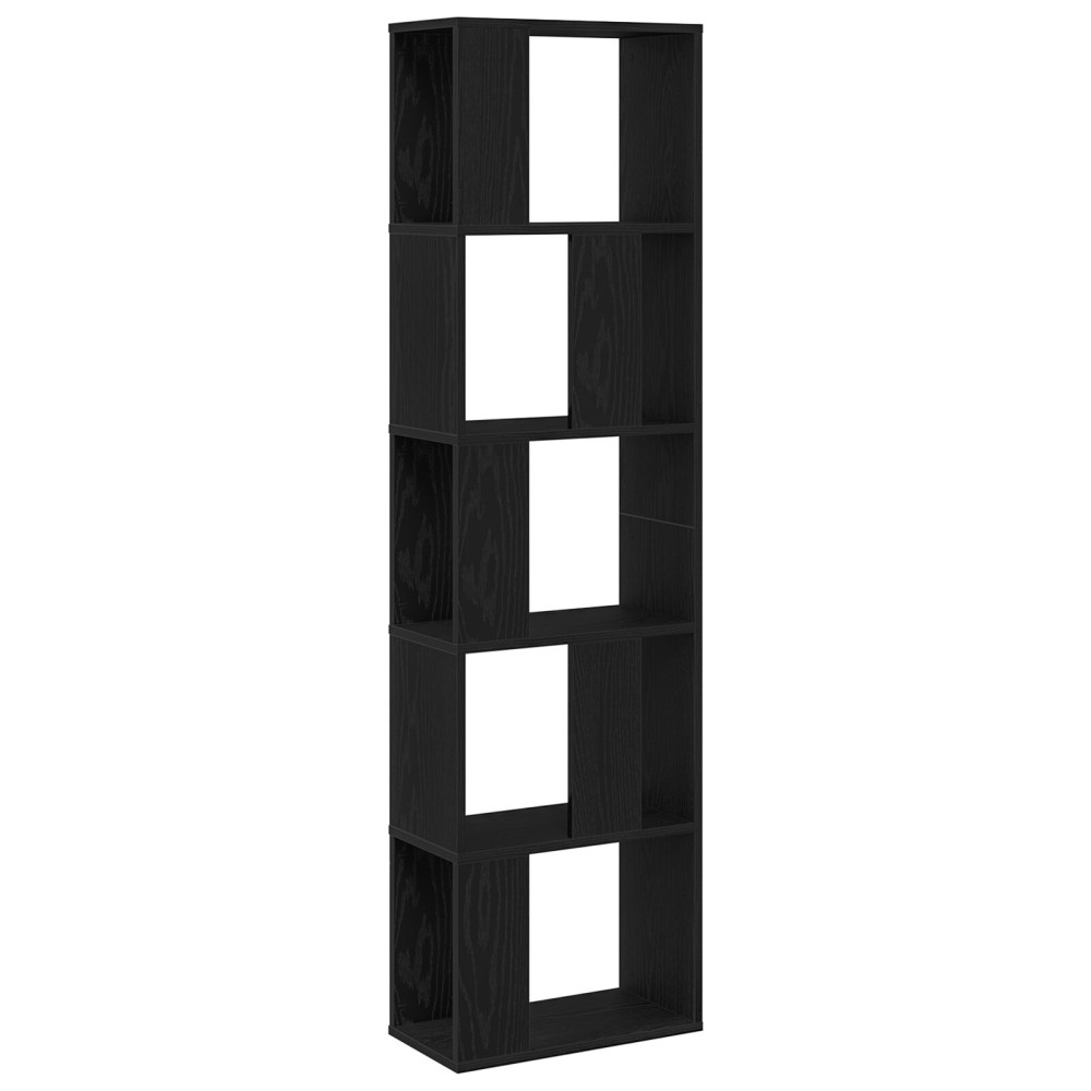 βιβλιοθήκη vidaXL 5-επίπεδη Μαύρο Δρύς 45x23,5x162,5 εκ Επεξεργασμένο ξύλο