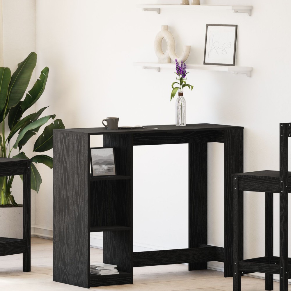 vidaXL Τραπέζι Μπαρ με Ράφι Μαύρη Δρυς 102,5x46x103,5 εκ Κατασκευασμένο Ξύλο