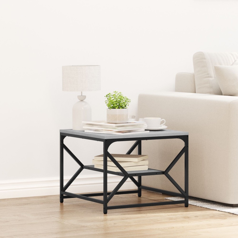 vidaXL Τραπέζι Καφέ με Ράφι - Γκρι Σονόμα - 51x50x40 εκ. - Κατασκευασμένο από Επεξεργασμένο Ξύλο
