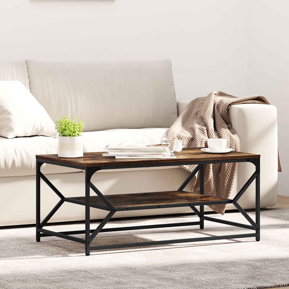 vidaXL Τραπεζάκι Καφέ με Ράφι Καπνιστής Δρυς 90x50x40 εκ. Μοριοσανίδα