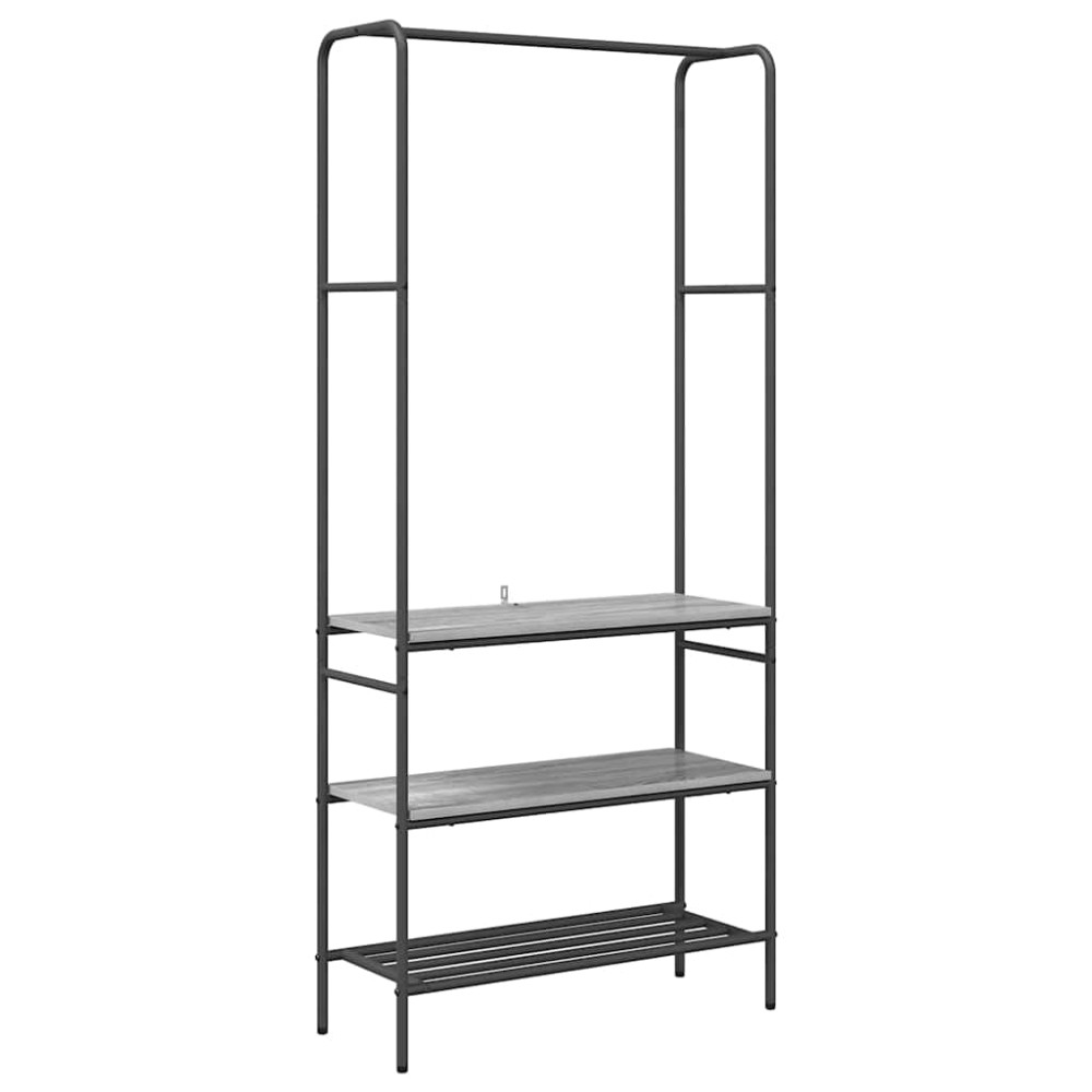 vidaXL Ράφι ρούχων με ράφια Γκρι sonoma 77 x 30 x 171 εκ