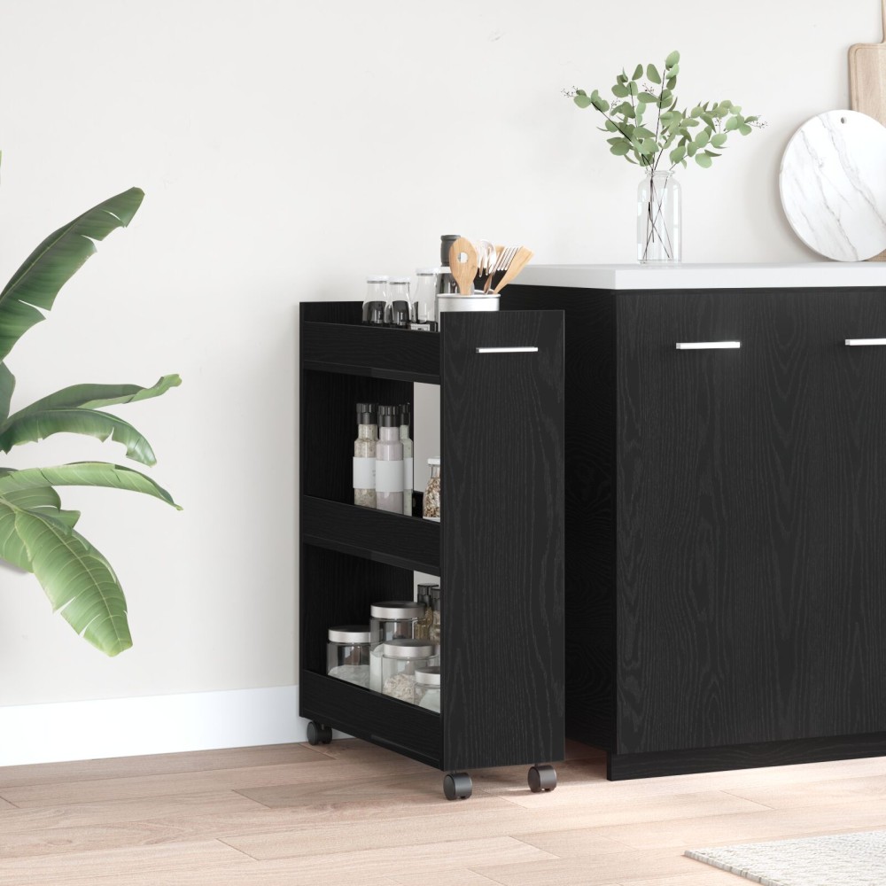 vidaXL Κιβώτιο Ρολά Μαύρο Δρυς 60x22x79 εκ Επεξεργασμένο Ξύλο