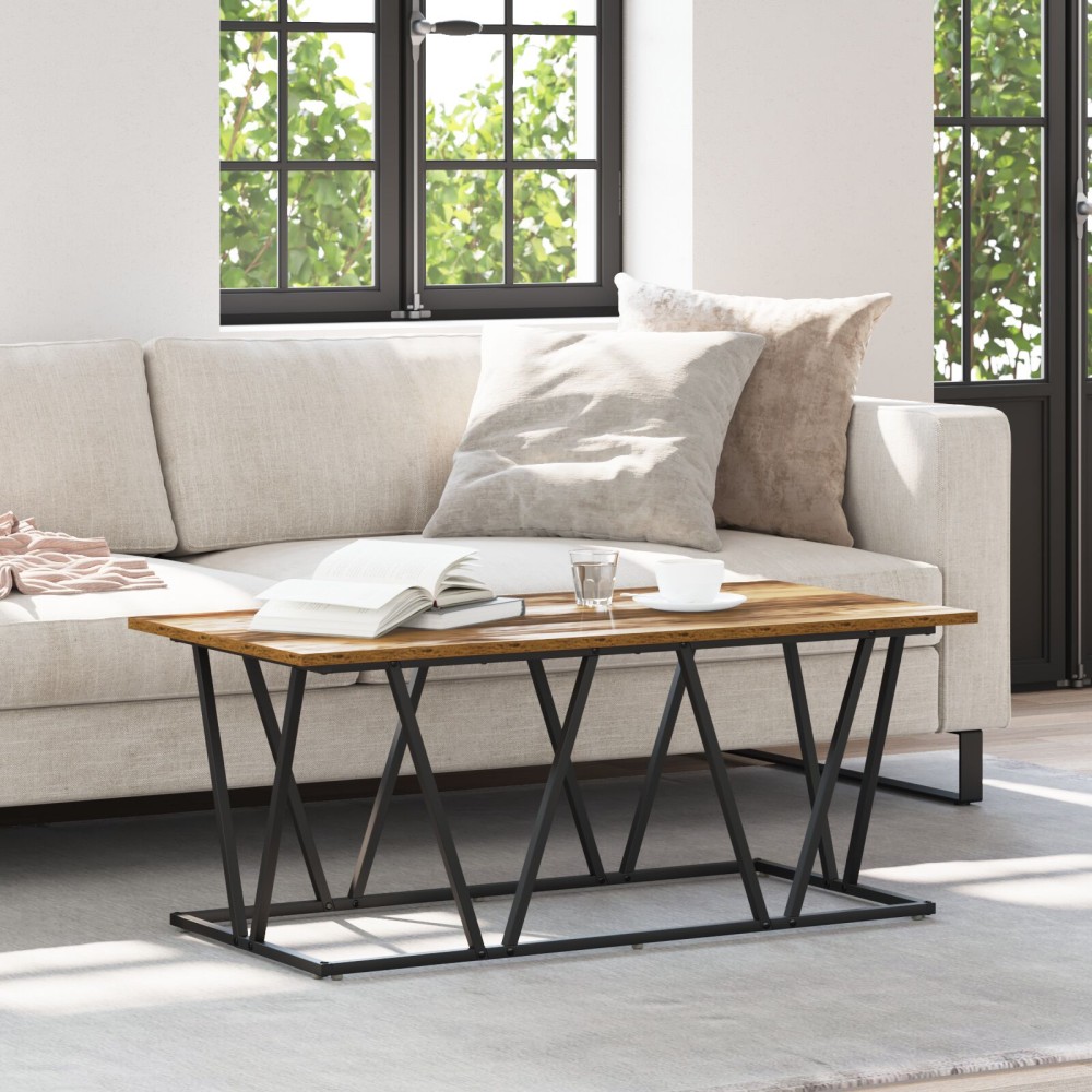 vidaXL Τραπεζάκι σαλονιού από παλιό ξύλο 100x50x40 εκ. από συσκευασμένο ξύλο και μέταλλο