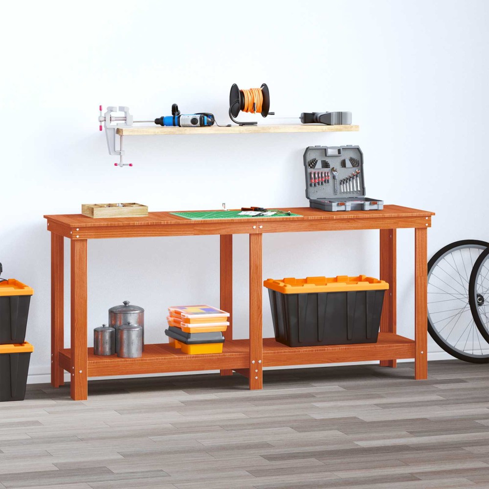 vidaXL Πάγκος εργασίας Κερωμένο Καφέ 180 x 50 x 80 cm Στερεό πεύκο