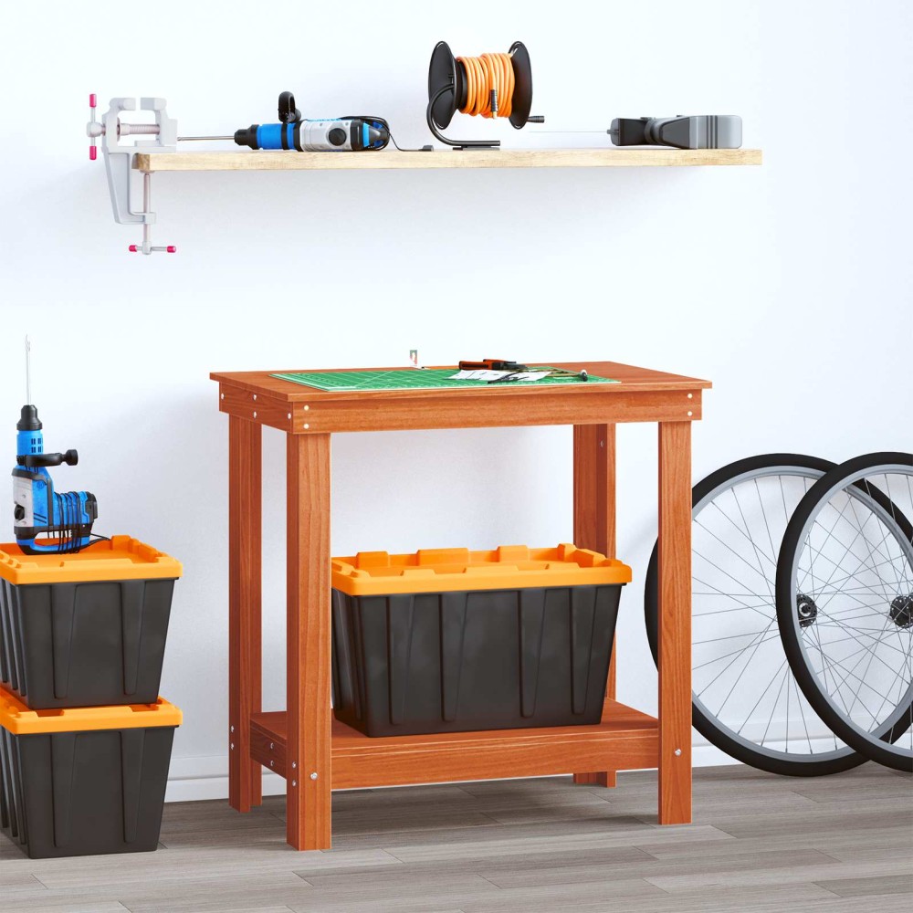 vidaXL Πάγκος εργασίας Κερωμένο Καφέ 80 x 50 x 80 cm Στερεό πεύκο