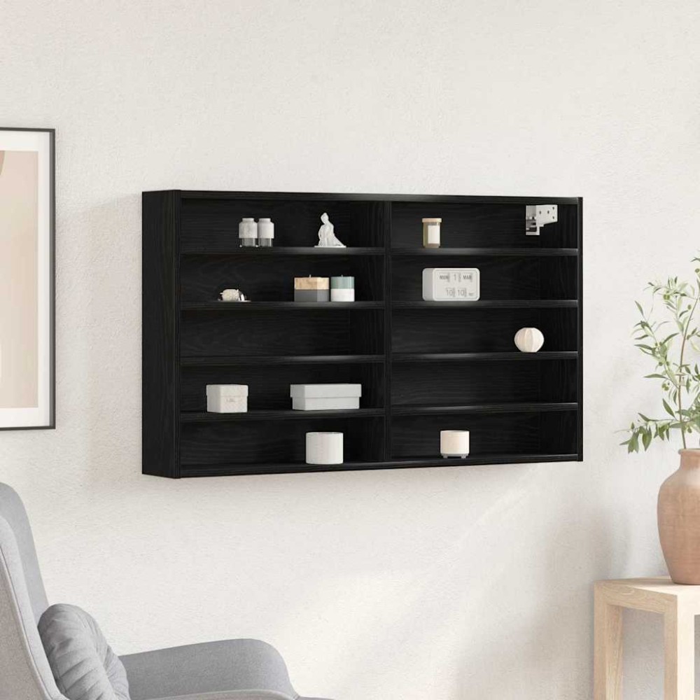 vidaXL Βιτρίνα με ράφι Μαύρη δρυς 100 x 15 x 58 cm Επεξεργασμένο ξύλο