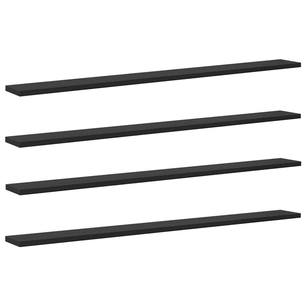vidaXL Ράφι Βιβλίων 4 pcs Μαύρο 100 x 10 x 1.5 cm Επεξεργασμένο ξύλο