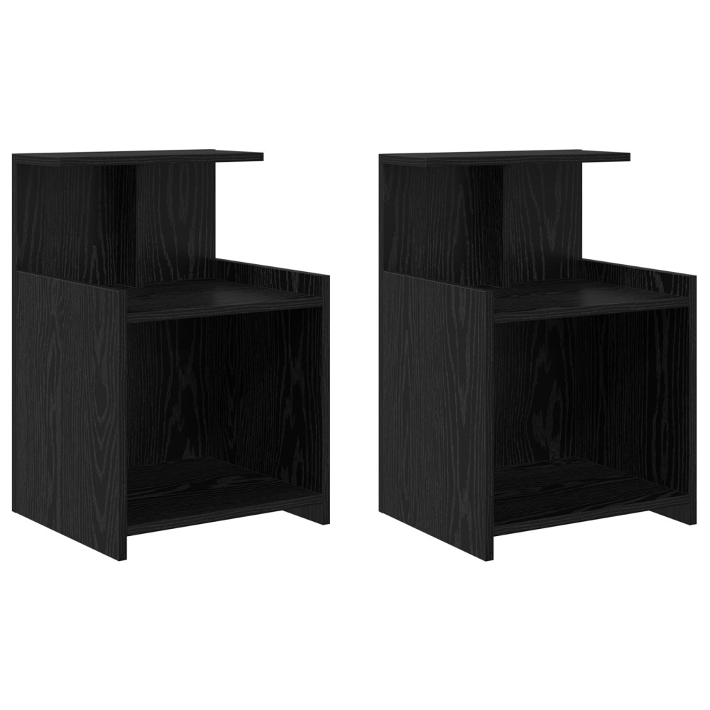 vidaXL κομοδίνα 2 τεμ Μαύρη Οξιά 40x35x60 εκ. Επεξεργασμένου Ξύλου