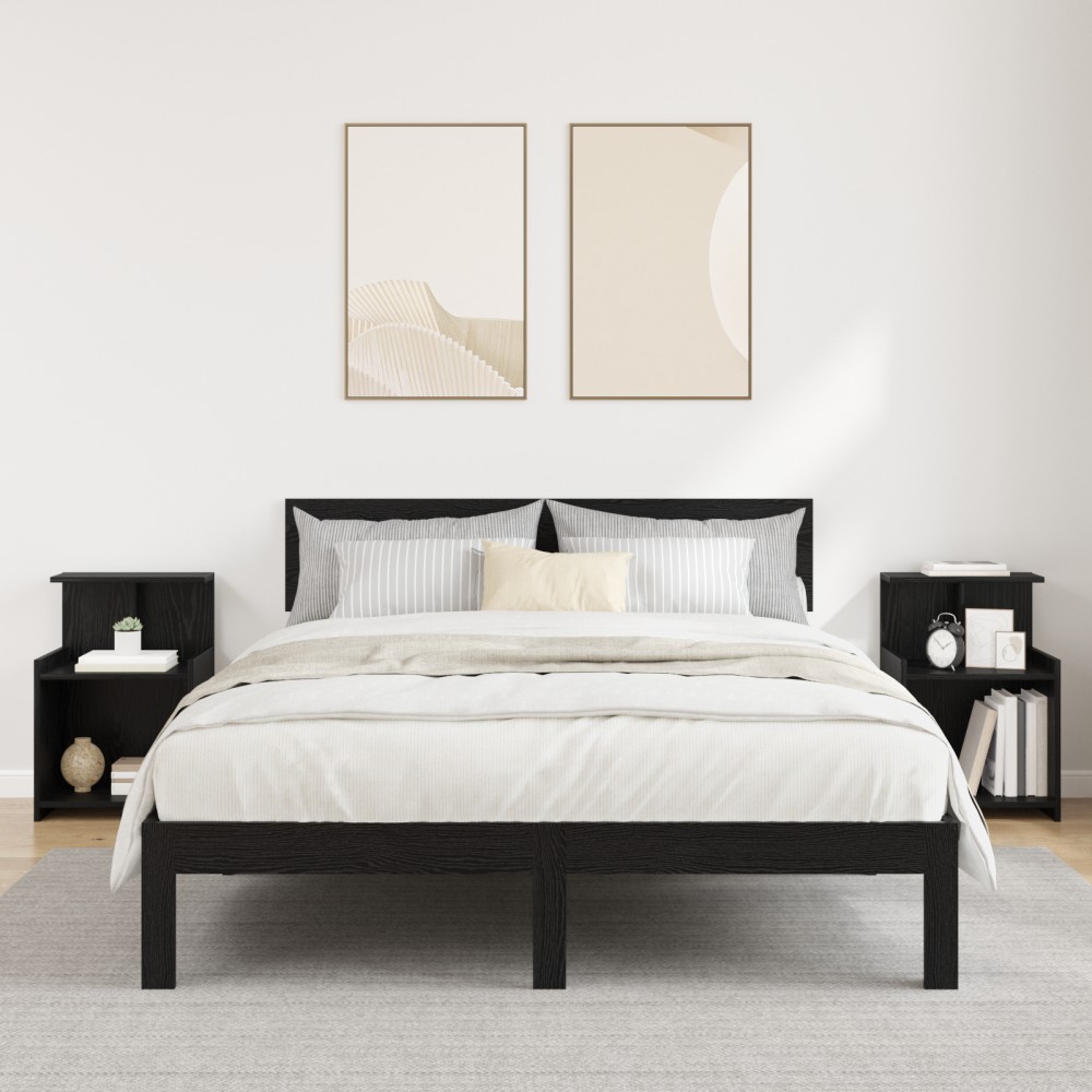 vidaXL κομοδίνα 2 τεμ Μαύρη Οξιά 40x35x60 εκ. Επεξεργασμένου Ξύλου