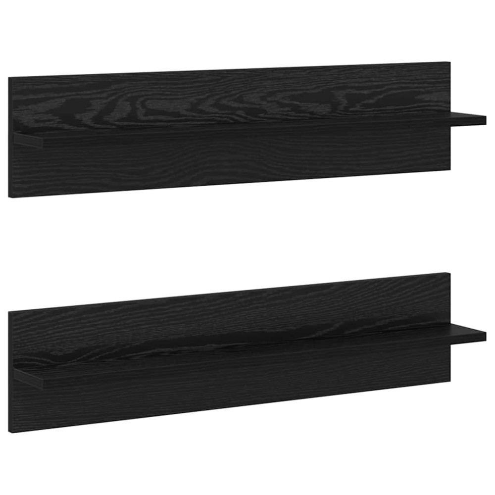 vidaXL Ράφια Τοίχου με ράφι 2 pcs Μαύρη δρυς 80 x 11.5 x 18 εκ