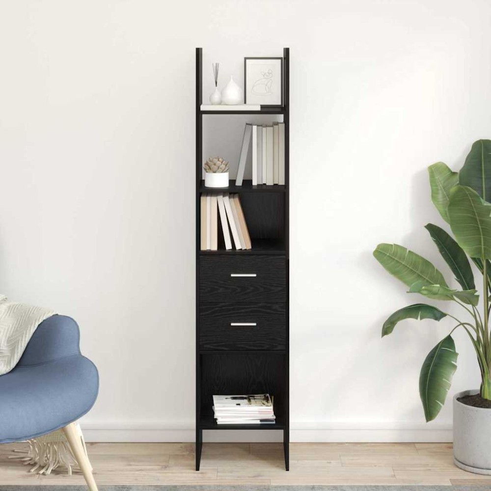 vidaXL Βιβλιοθήκη Μαύρη δρυς 40 x 35 x 180 εκ. Επεξεργασμένο ξύλο